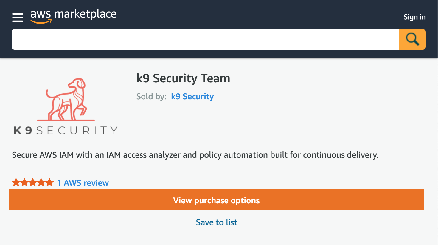 AWS Marketplace Team Plan